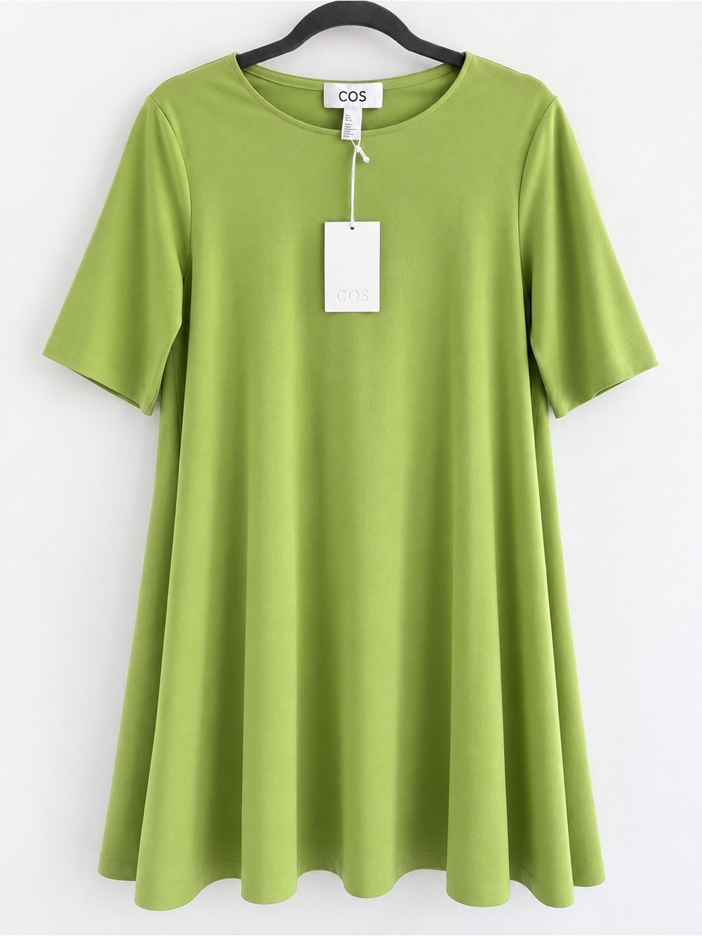 NWT COS Flared Mini T-Shirt Dress Light Green Lime Size S